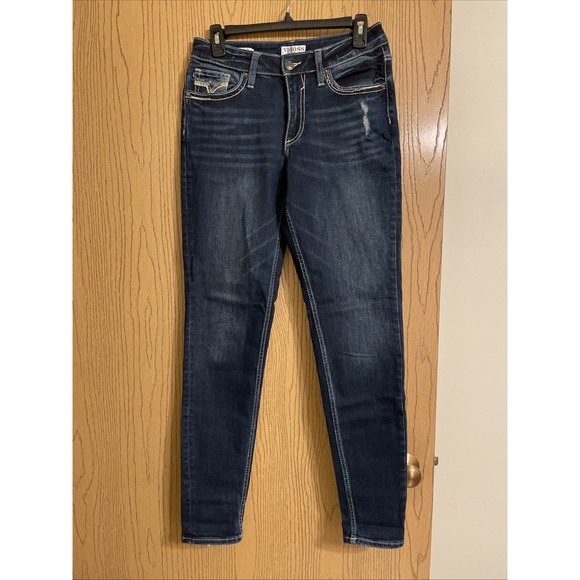 Vigoss Denim - VIGOSS Boyfriend Jeans Womens 4 Dark Wash Distressed Denim Relaxed Fit